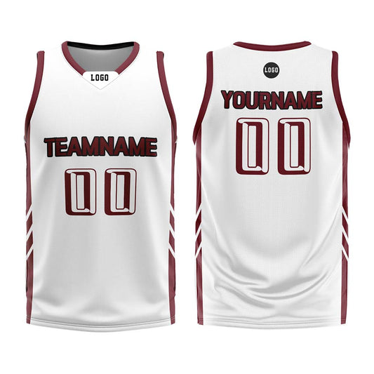 Custom White Dark Red Basketball Jersey Uniform Suit Printed Your Logo Name Number
