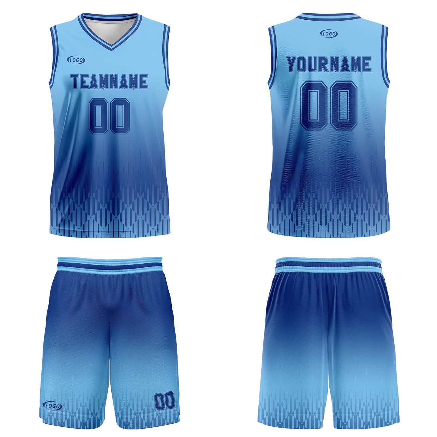 Custom Blue Deep Blue Gradient Basketball Jersey Uniform Suit Printed Your Logo Name Number