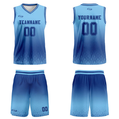 Custom Blue Deep Blue Gradient Basketball Jersey Uniform Suit Printed Your Logo Name Number