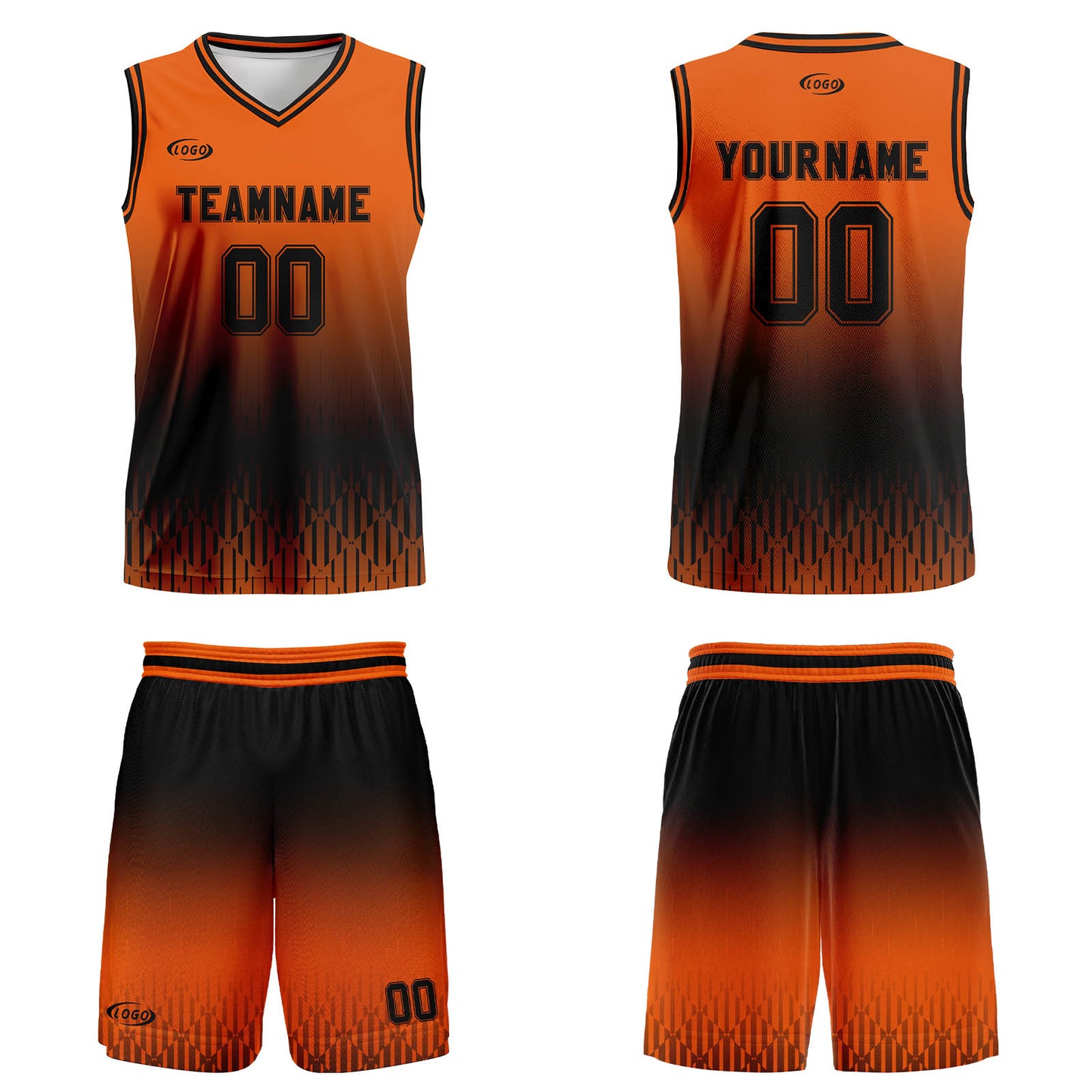 Custom Orange Black Gradient Basketball Jersey Uniform Suit Printed Your Logo Name Number