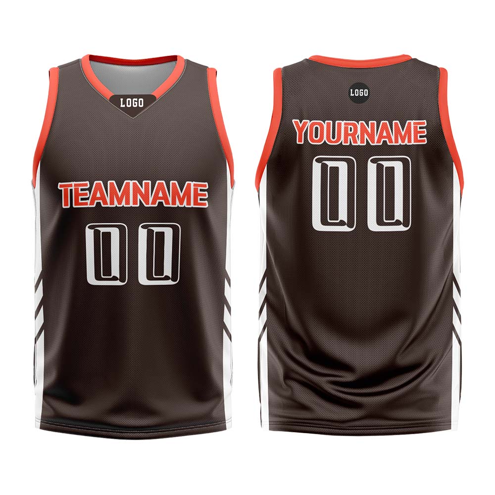 Custom Brown Orange Basketball Jersey Uniform Suit Printed Your Logo Name Number