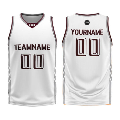 Custom White Dark Red Basketball Jersey Uniform Suit Printed Your Logo Name Number
