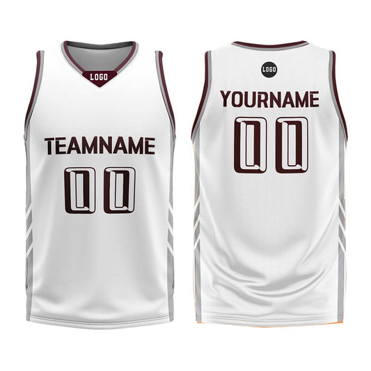 Custom White Dark Red Basketball Jersey Uniform Suit Printed Your Logo Name Number