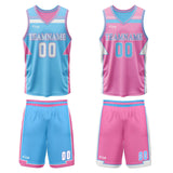 Custom Blue Pink Reversible Basketball Suit for Adults and Kids Personalized Jersey