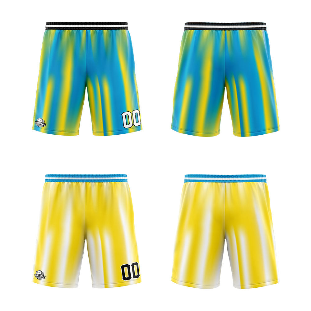 Custom Reversible Basketball Suit for Adults and Kids Personalized Jersey Light Blue&Yellow