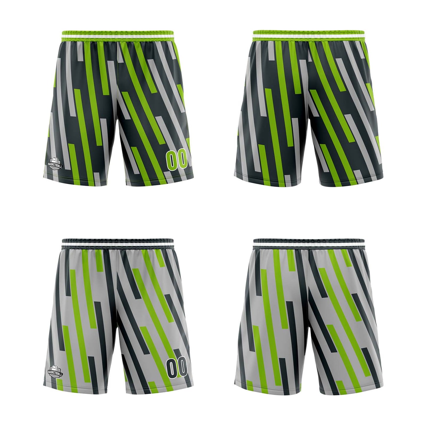 Custom Green Grey Reversible Basketball Suit for Adults and Kids Personalized Jersey