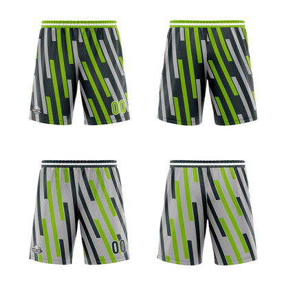 Custom Green Grey Reversible Basketball Suit for Adults and Kids Personalized Jersey
