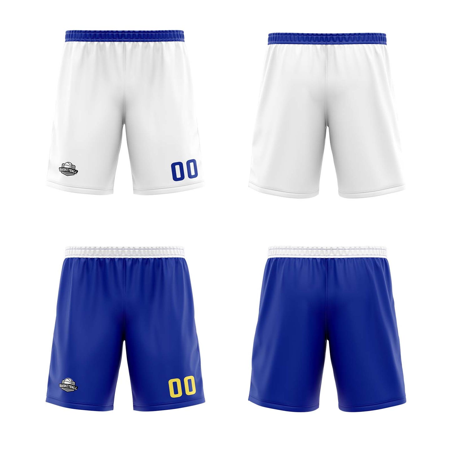Custom White Royal Blue Reversible Basketball Jersey Uniform Suit Printed Your Logo Name Number