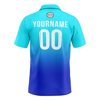 Custom Light Blue Blue Football Gradient Polo Shirts  Add Your Unique Logo/Name/Number