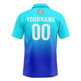 Custom Light Blue Blue Football Gradient Polo Shirts  Add Your Unique Logo/Name/Number
