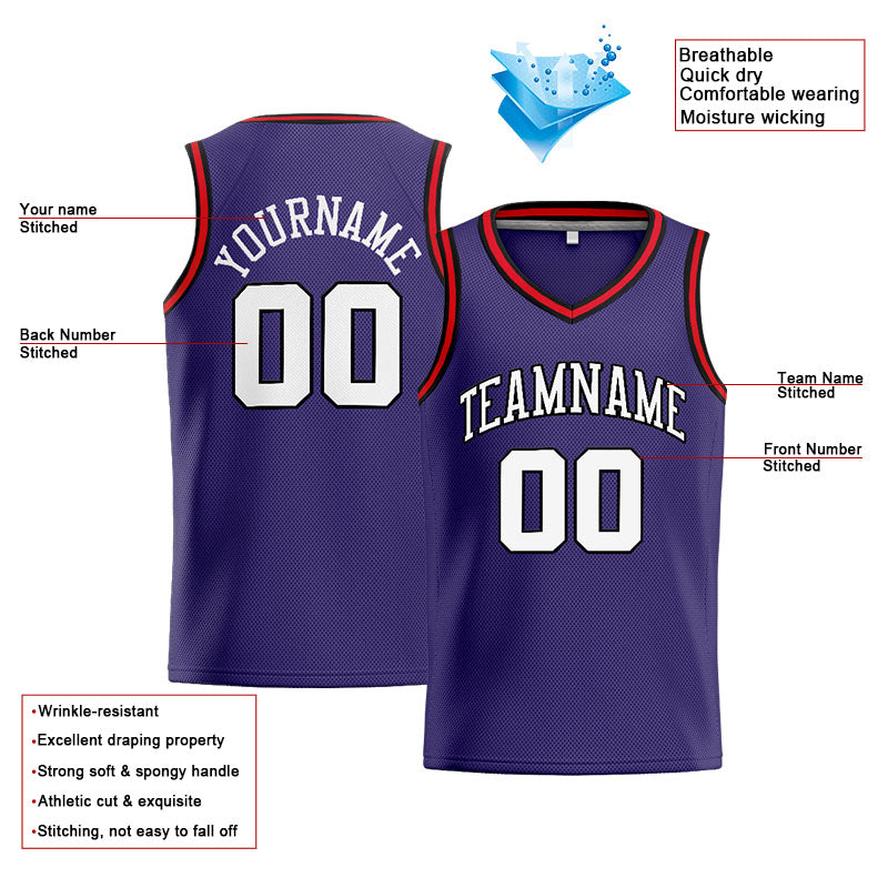 Custom Stitched Basketball Jersey for Men, Women And Kids Purple-White-Black-Red