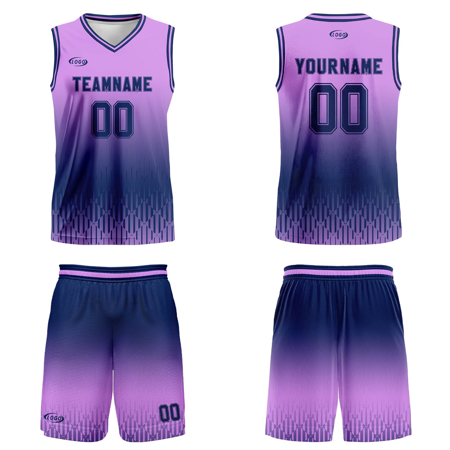 Custom Light Purple Deep Blue Gradient Basketball Jersey Uniform Suit Printed Your Logo Name Number
