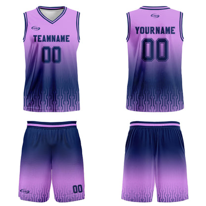 Custom Light Purple Deep Blue Gradient Basketball Jersey Uniform Suit Printed Your Logo Name Number