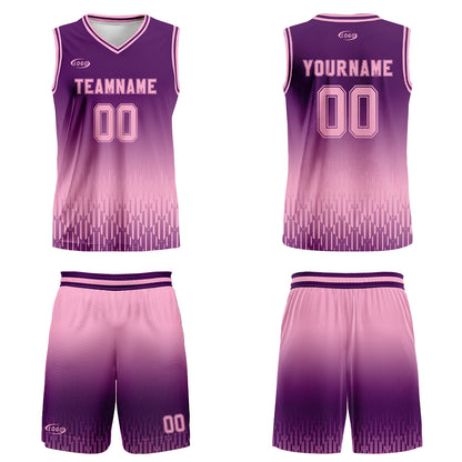 Custom Purple Pink Gradient Basketball Jersey Uniform Suit Printed Your Logo Name Number