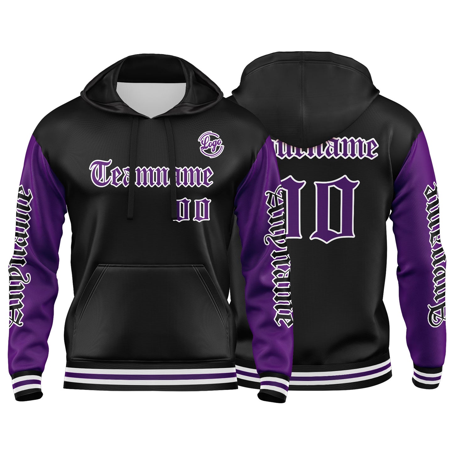 Custom Purple Black  Sweatshirt Hoodie For Men Women Girl Boy Print Your Logo Name Number