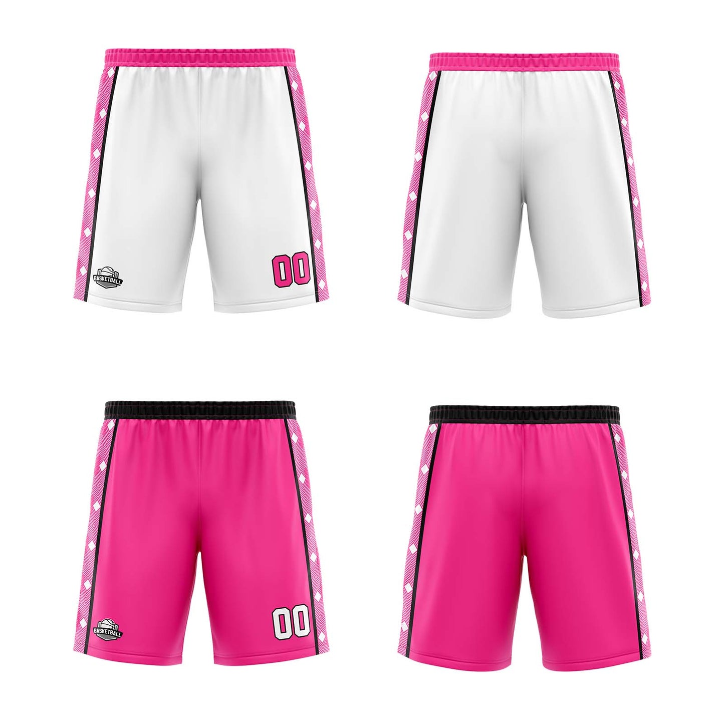 Custom White Pink Reversible Basketball Suit for Adults and Kids Personalized Jersey