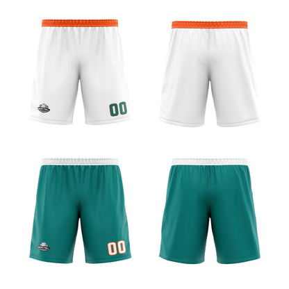 Custom White Cyan Green Reversible Basketball Jersey Uniform Suit Printed Your Logo Name Number