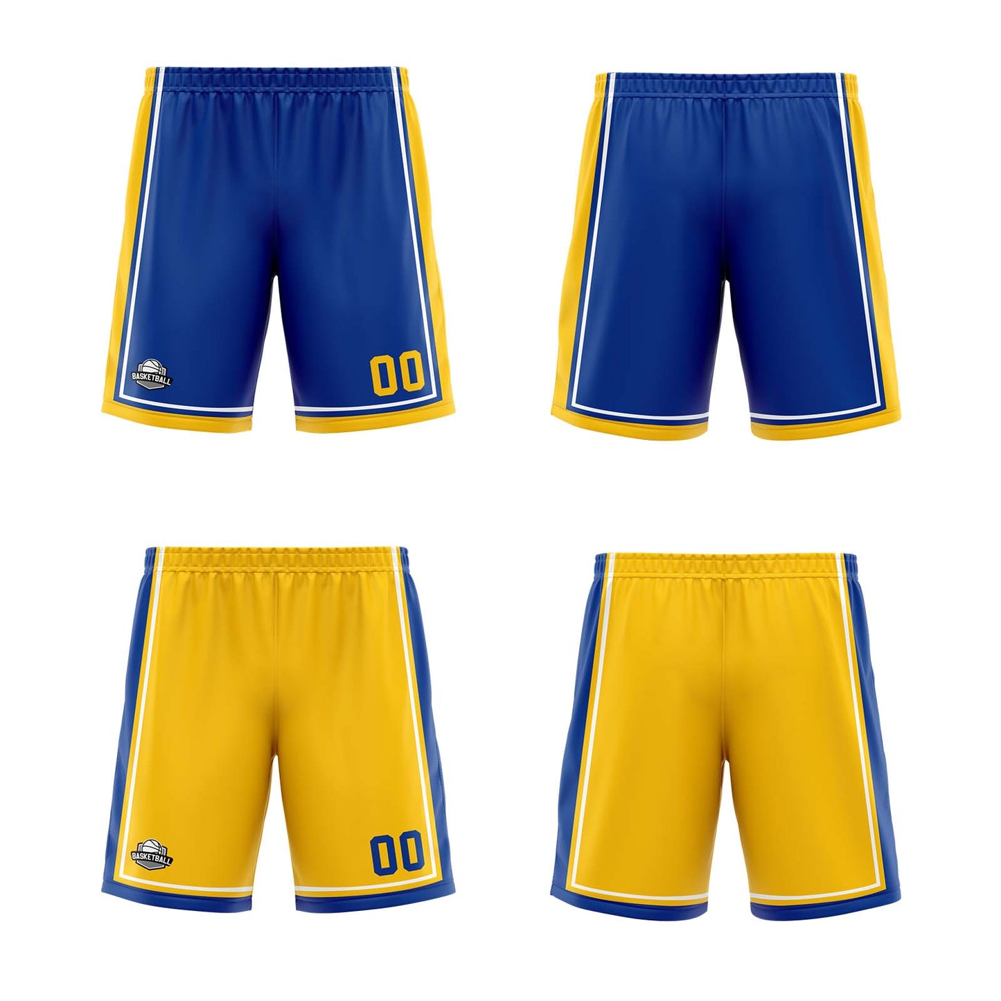 Custom Royal Yellow White Reversible Basketball Suit for Adults and Kids Personalized Jersey