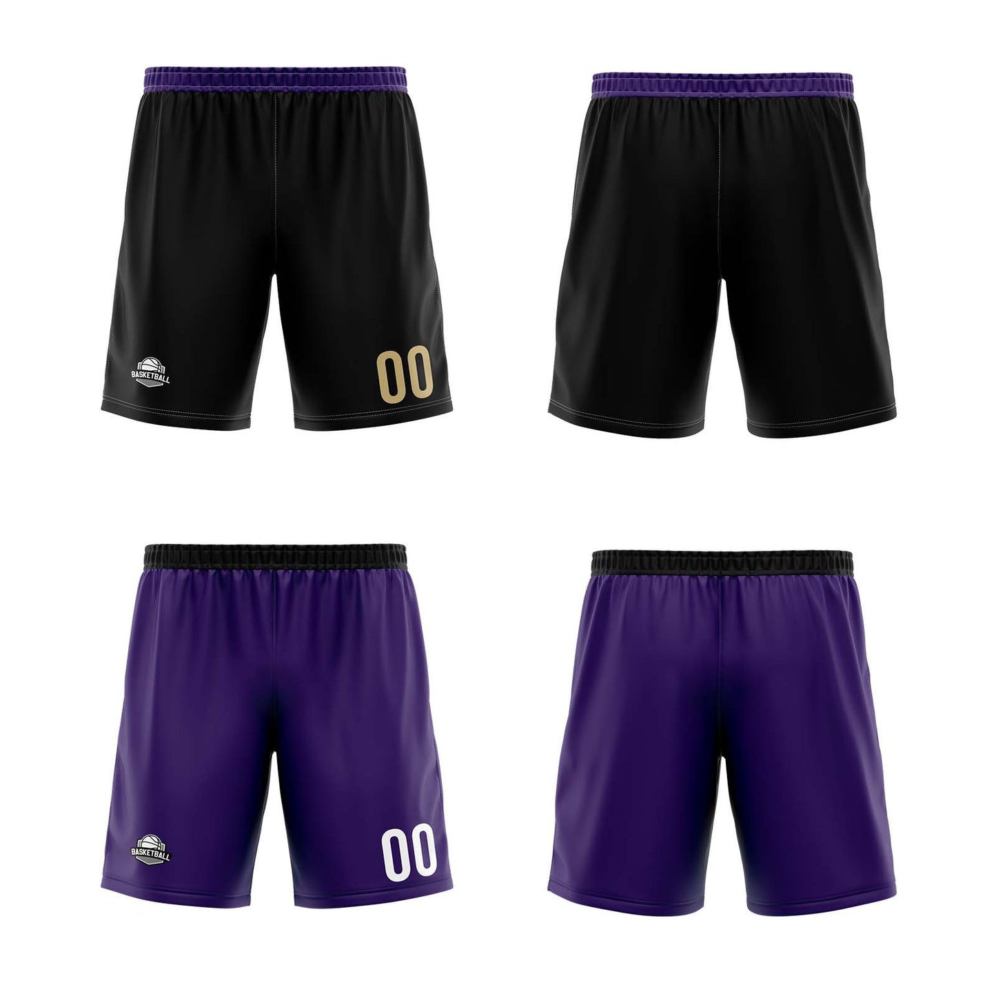 Custom Black Purple Reversible Basketball Jersey Uniform Suit Printed Your Logo Name Number