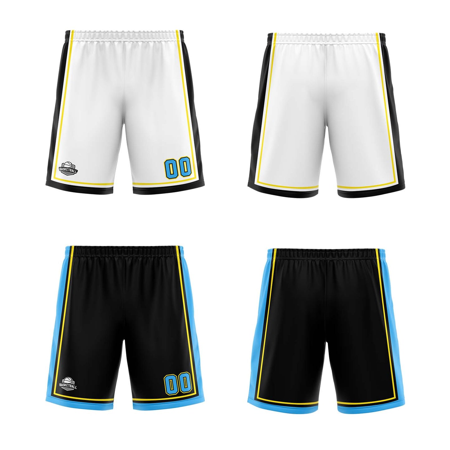 Custom White Black Light Blue Reversible Basketball Suit for Adults and Kids Personalized Jersey