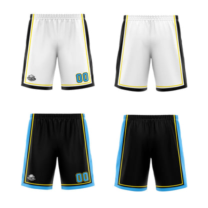 Custom White Black Light Blue Reversible Basketball Suit for Adults and Kids Personalized Jersey