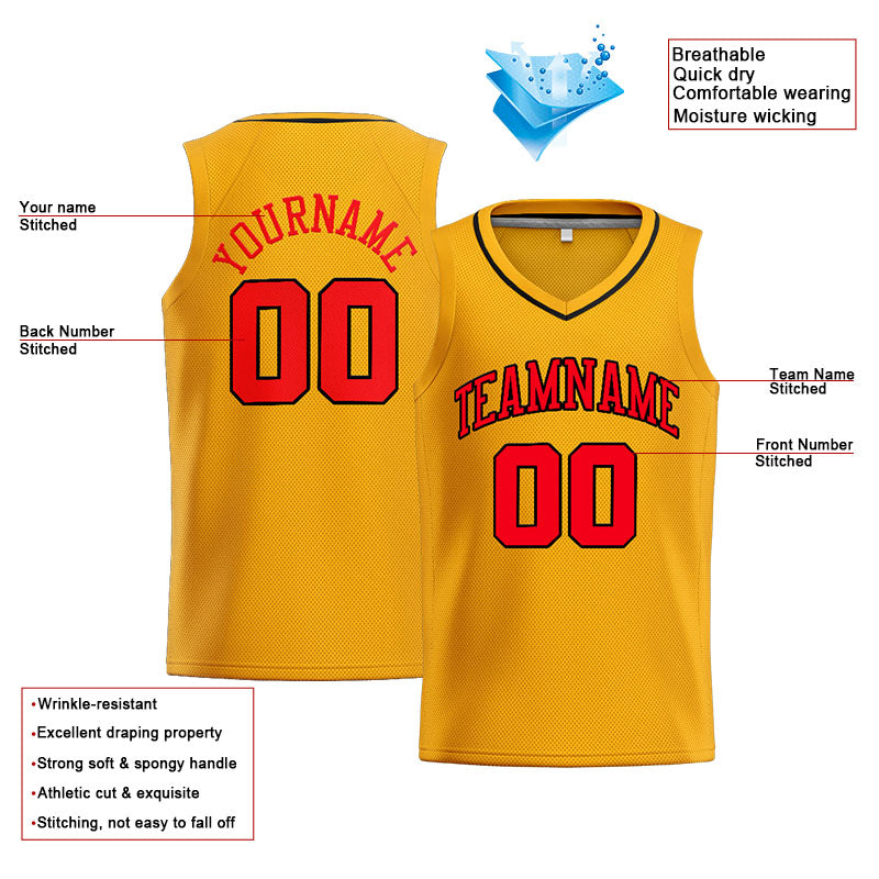 Custom Stitched Basketball Jersey for Men, Women And Kids Yellow-Red-Navy
