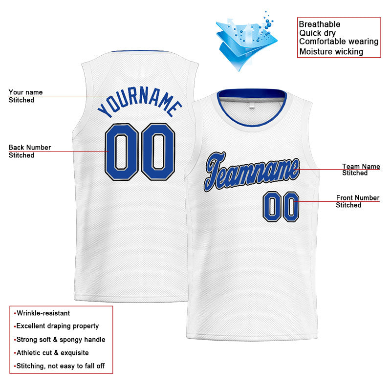 Custom Stitched Basketball Jersey for Men, Women And Kids White-Royal-Gray-Black