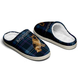 Custom Your Own Personalized Cotton Slippers for Dog Cat Lover Add Any Text Photoes Navy Tartan