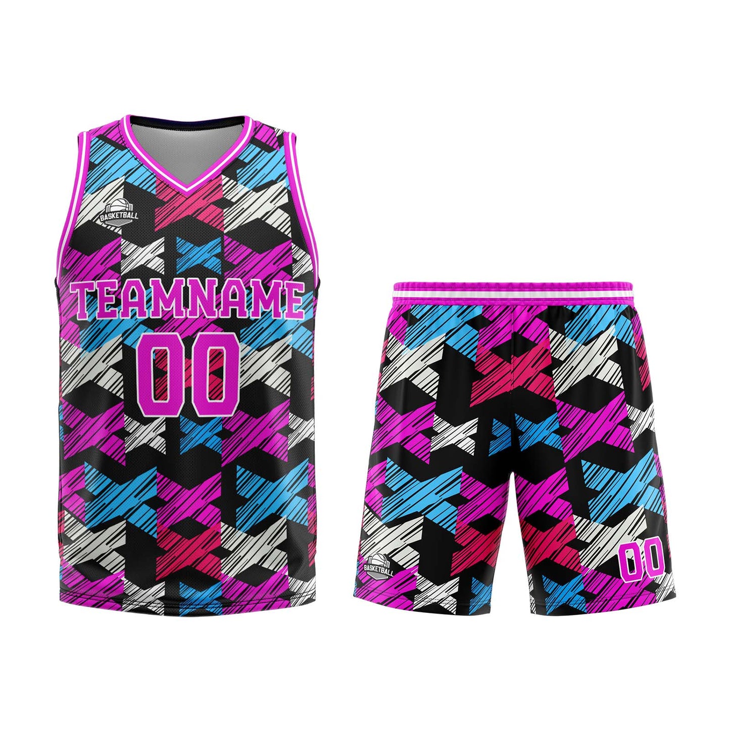 Custom Rose Pink Basketball Jersey Uniform Suit Printed Your Logo Name Number