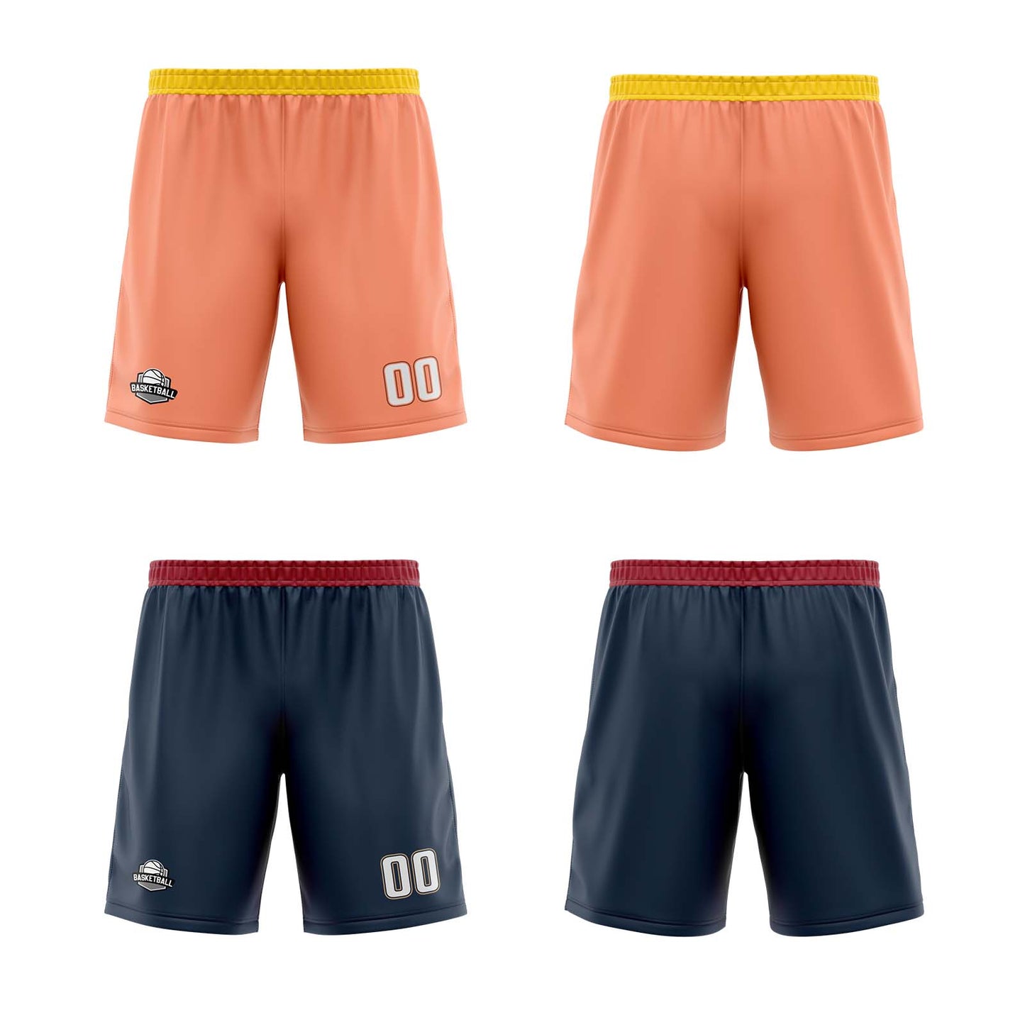 Custom Peach Pink Dark Blue Reversible Basketball Jersey Uniform Suit Printed Your Logo Name Number
