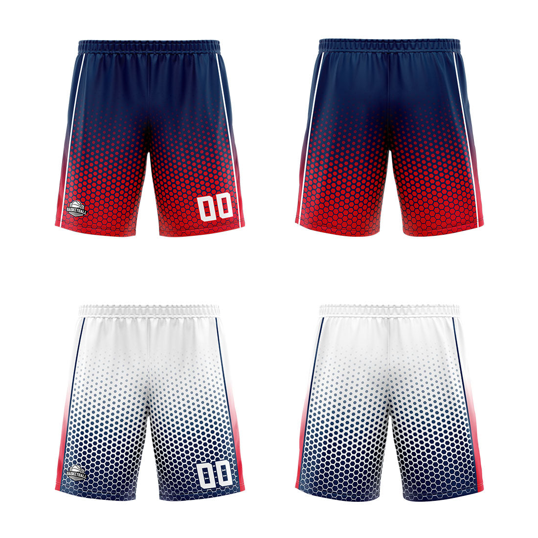 Custom Navy Red White Reversible Basketball Suit for Adults and Kids Personalized Jersey