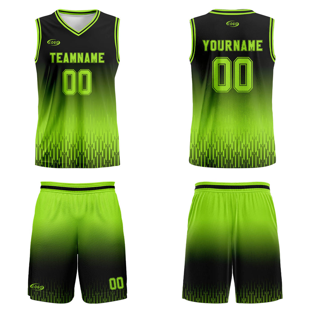 Custom Black Bright Green Gradient Basketball Jersey Uniform Suit Printed Your Logo Name Number