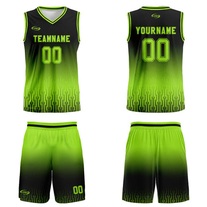 Custom Black Bright Green Gradient Basketball Jersey Uniform Suit Printed Your Logo Name Number