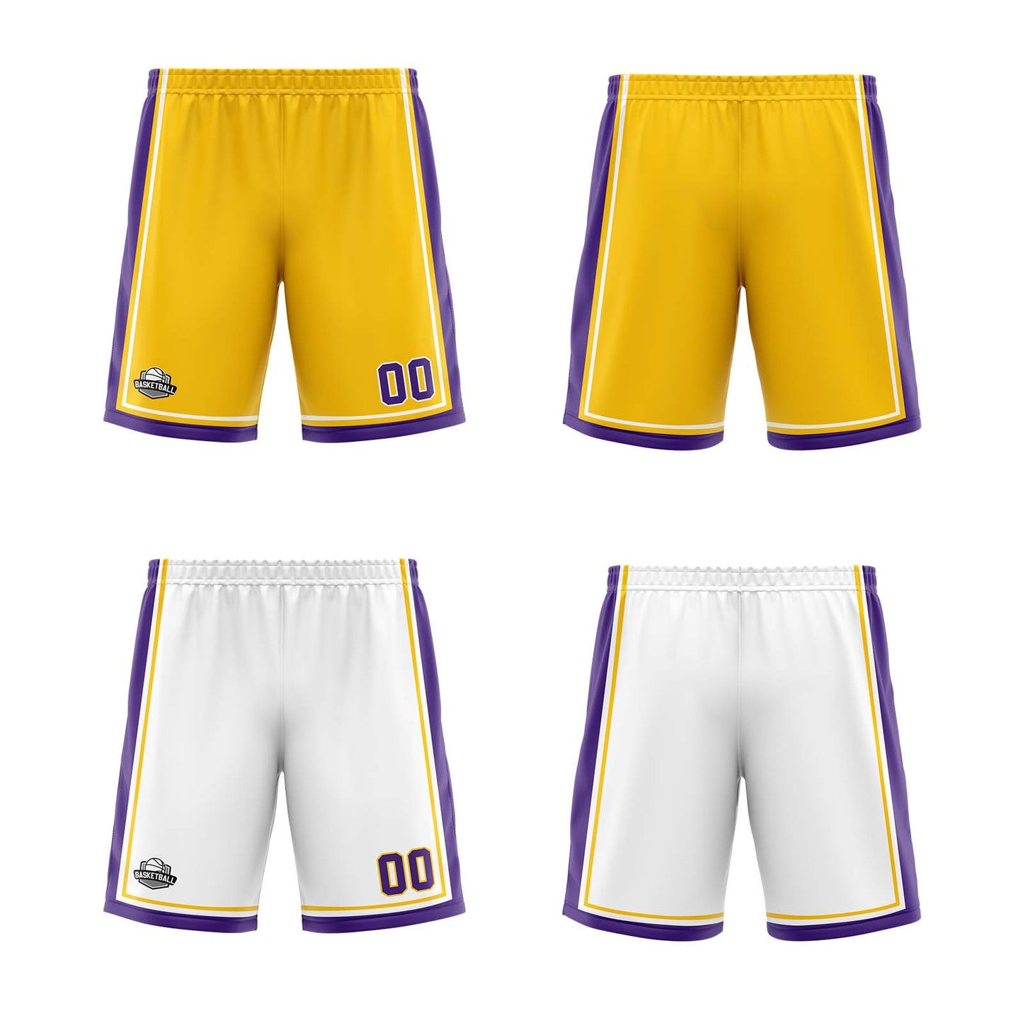 Custom Yellow White Purple Reversible Basketball Suit for Adults and Kids Personalized Jersey