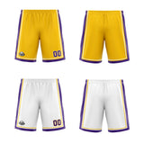 Custom Yellow White Purple Reversible Basketball Suit for Adults and Kids Personalized Jersey