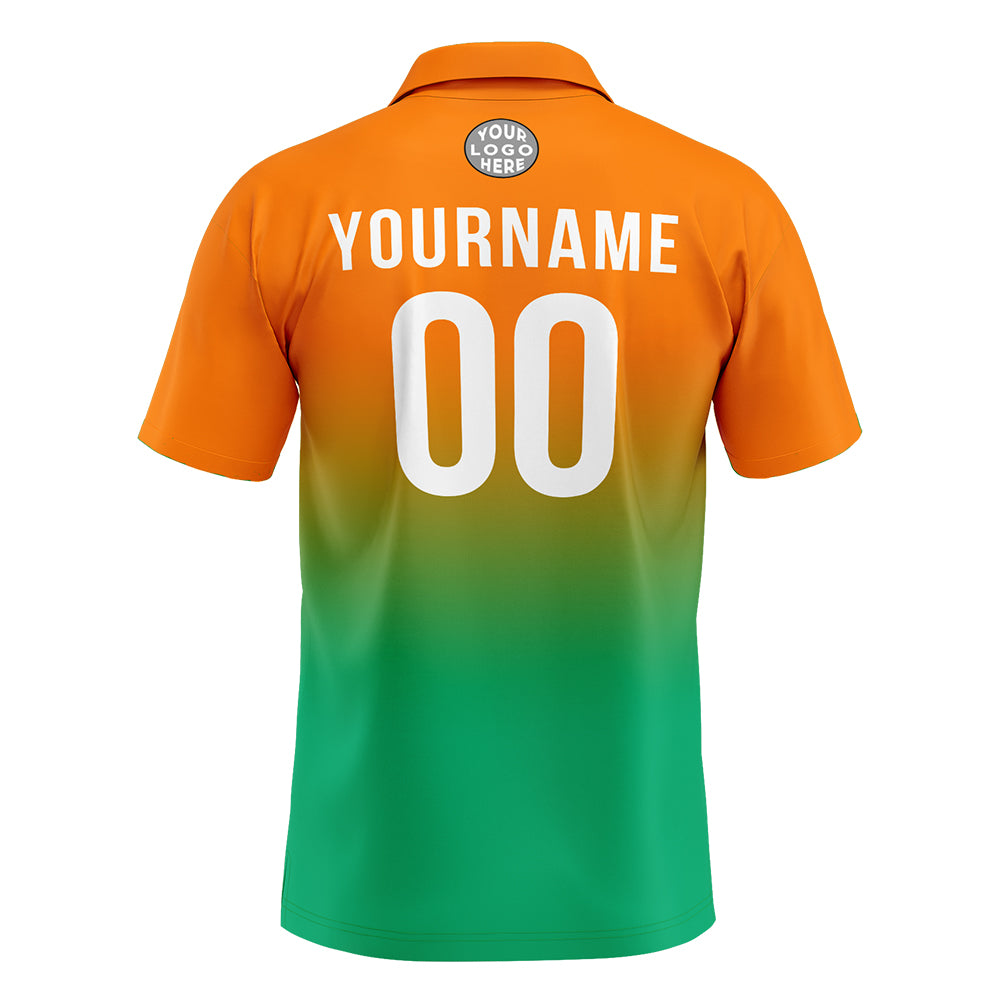 Custom Orange Green Football Polo Shirts  Add Your Unique Logo/Name/Number