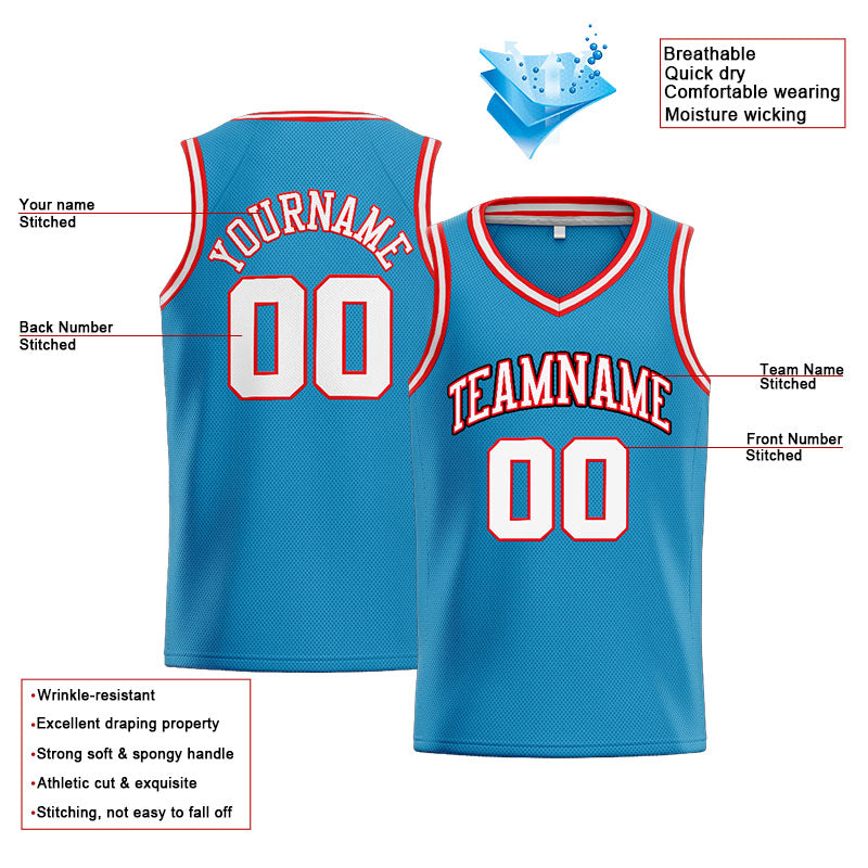 Custom Stitched Basketball Jersey for Men, Women And Kids Aqua-White-Red