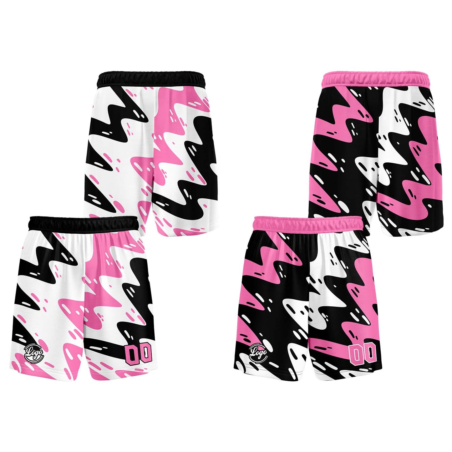 Custom White Black Pink Reversible Basketball Suit for Adults and Kids Personalized Jersey