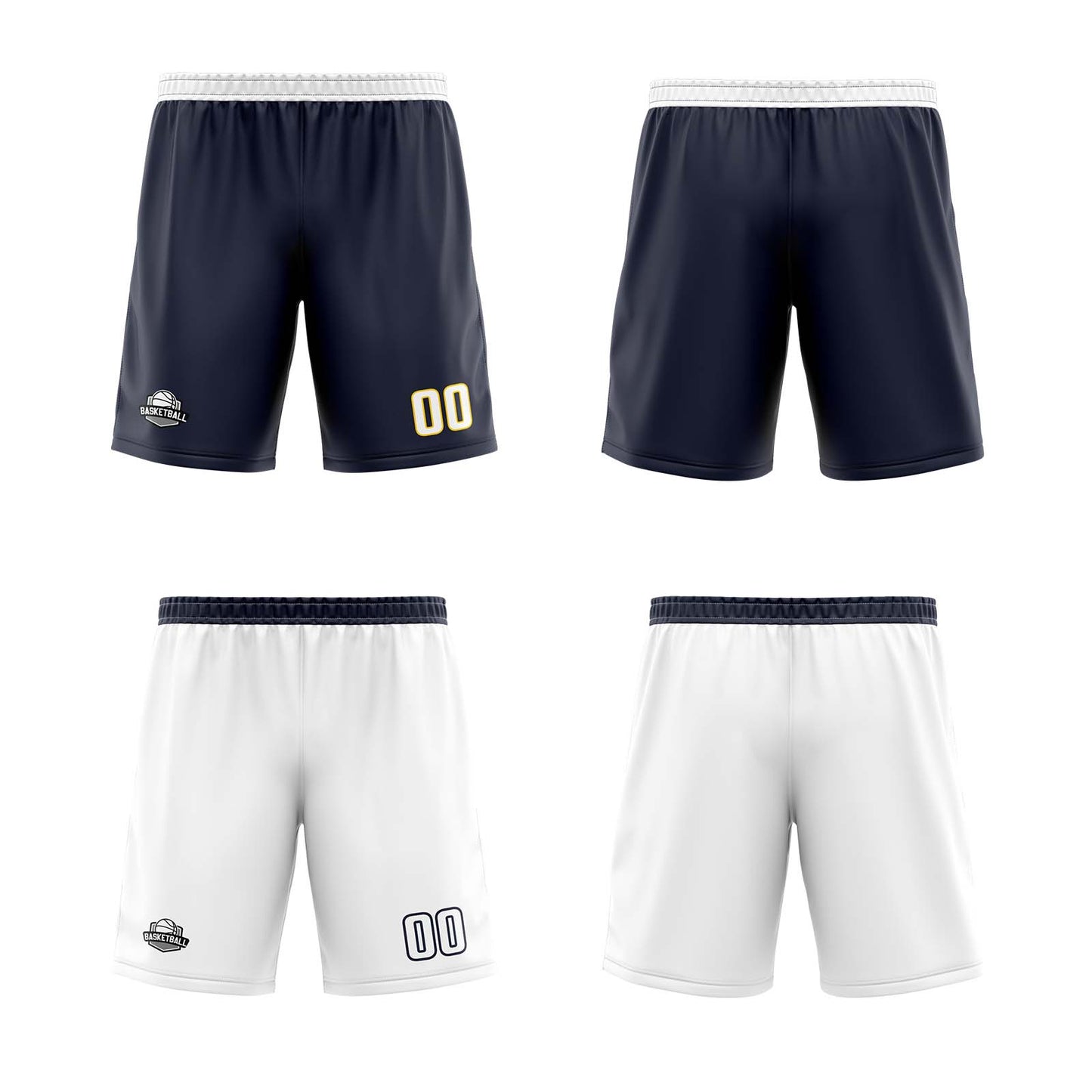 Custom Navy Blue White Reversible Basketball Jersey Uniform Suit Printed Your Logo Name Number