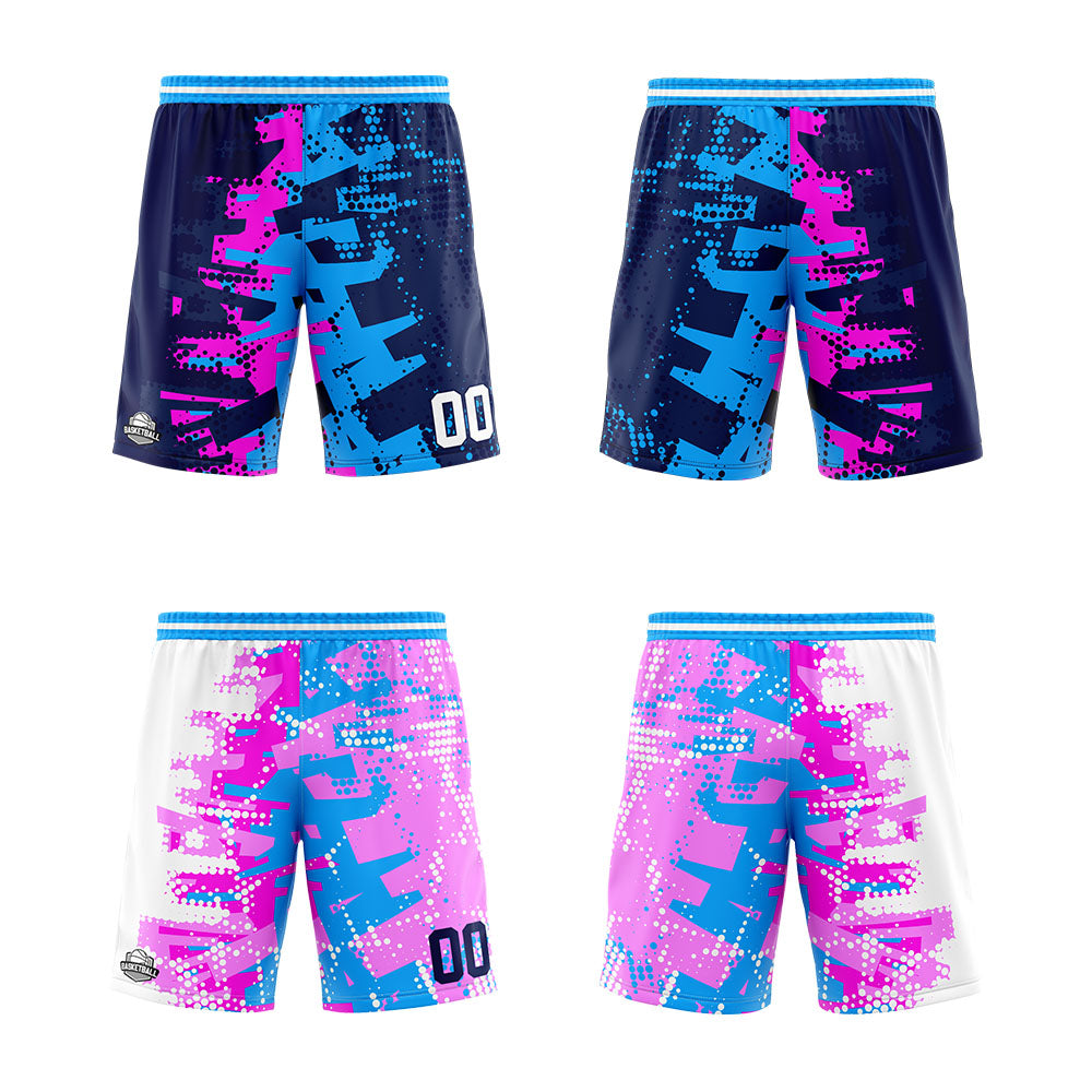Custom Reversible Basketball Suit for Adults and Kids Personalized Jersey Pink&Blue