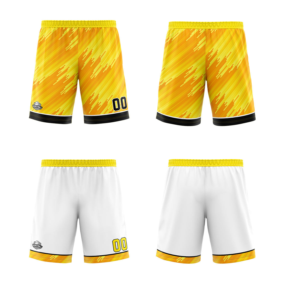 Custom Strip-Type Yellow Reversible Basketball Suit for Adults and Kids Personalized Jersey