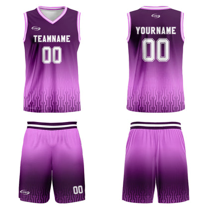 Custom Purple Bright Purple Gradient Basketball Jersey Uniform Suit Printed Your Logo Name Number