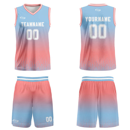 Custom Blue  Pink White Gradient Basketball Jersey Uniform Suit Printed Your Logo Name Number