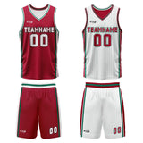 Custom Red White Green Reversible Basketball Suit for Adults and Kids Personalized Jersey