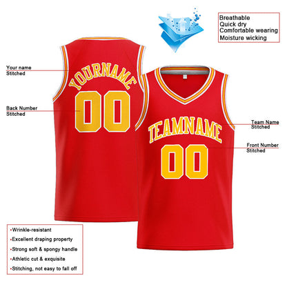 Custom Stitched Basketball Jersey for Men, Women And Kids Red-Yellow-White