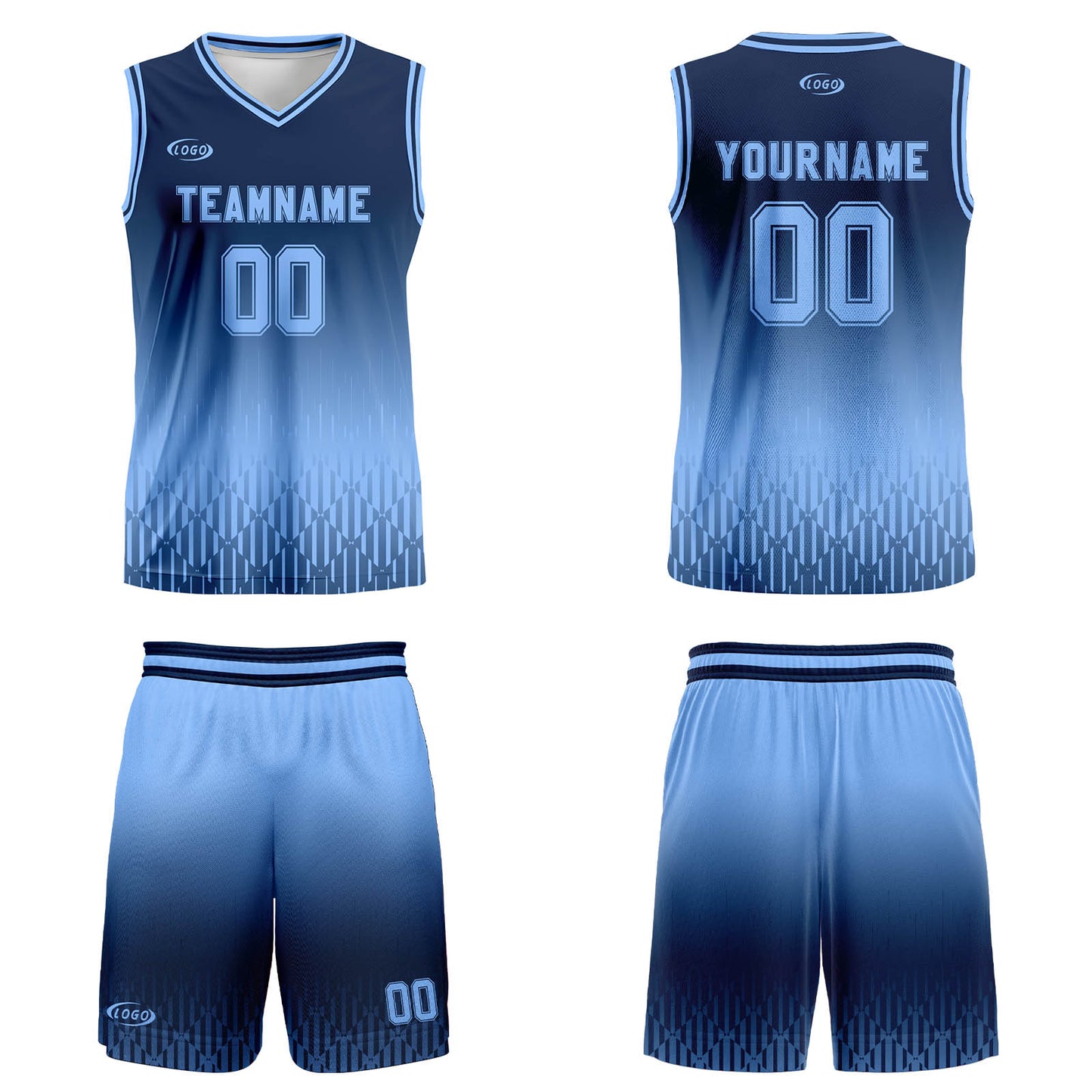 Custom Navy Light Blue Gradient Basketball Jersey Uniform Suit Printed Your Logo Name Number