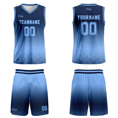 Custom Navy Light Blue Gradient Basketball Jersey Uniform Suit Printed Your Logo Name Number
