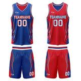 Custom Blue Red Reversible Basketball Suit for Adults and Kids Personalized Jersey