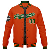 Custom Varsity Jacket Letterman jacket for Men, Women and Youth Dark Green Orange