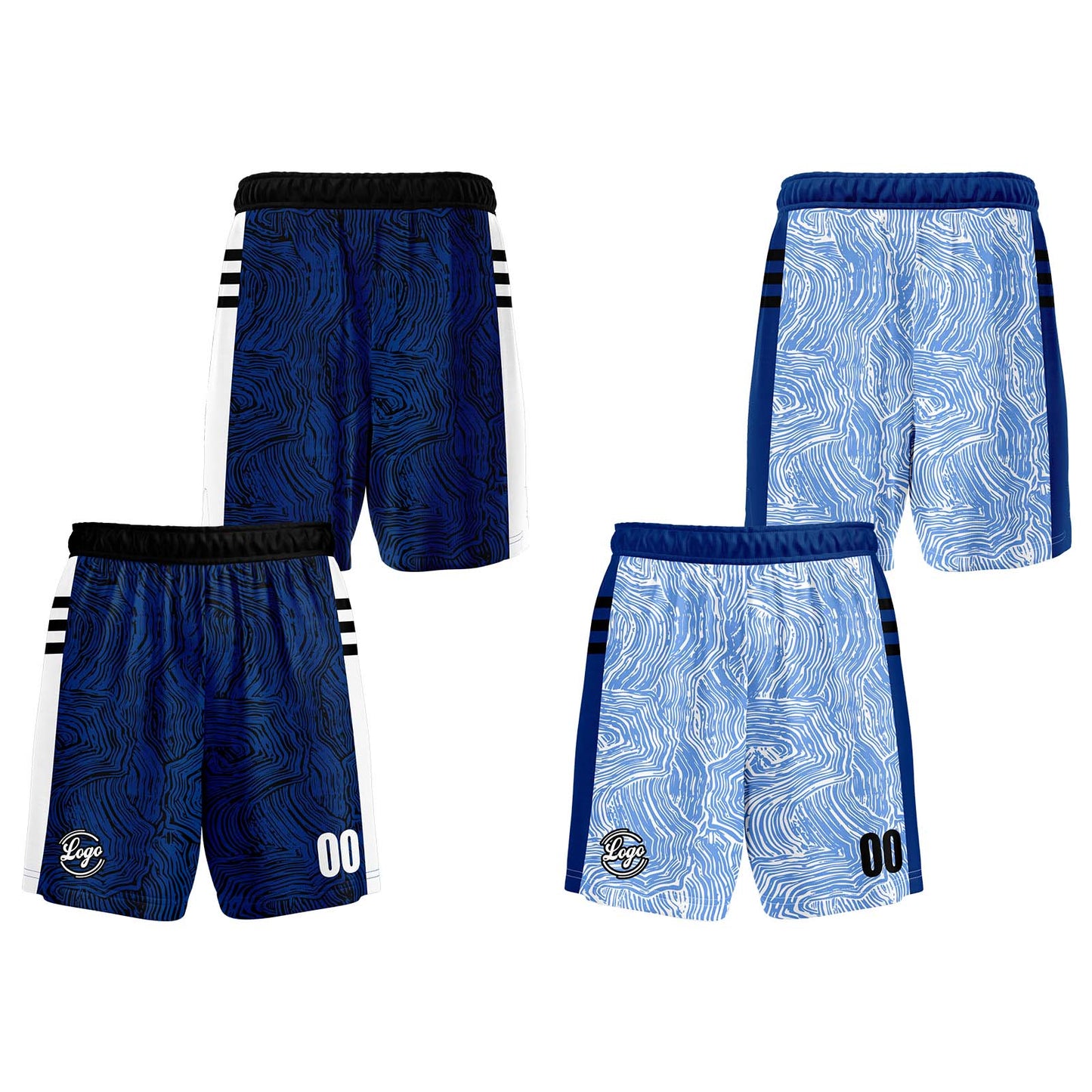 Custom Black Blue Reversible Basketball Suit for Adults and Kids Personalized Jersey